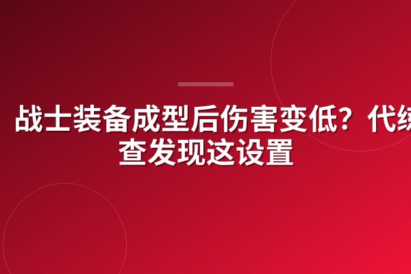 战士装备成型后伤害变低?代练排查发现这设置